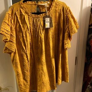 Anthropologie Plus Embroidered Blouse